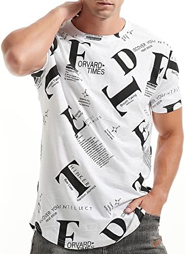 Yininf mens hipster хип хоп со кратки ракави за печатење маица за печатење