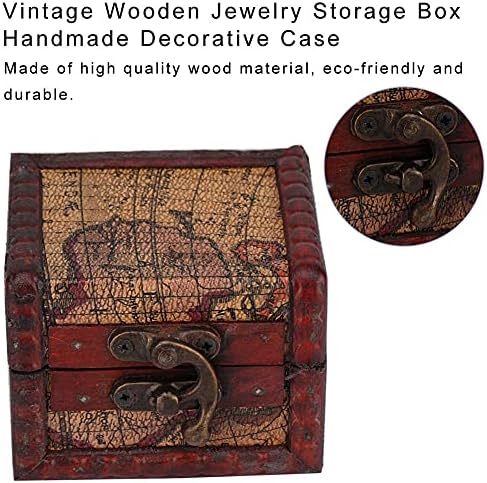 Zzyinh AN207 Гроздобер квадратни кутии за складирање на накит рачно изработени дрвени биро за украси за приказ на кутија организатор