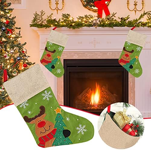 Божиќни чорапи мини чорапи Санта Кенди Подарок торба за украси за новогодишни украси украси дрвја