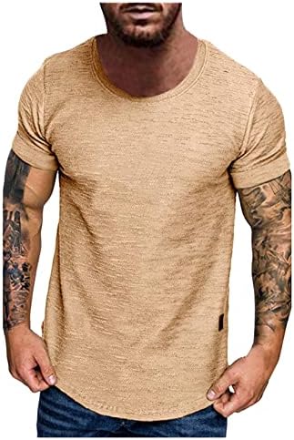 Машка мека цврста боја тенок тенок маица памук памук со кратки ракави врвови големи и високи, модни обични мета за мажи