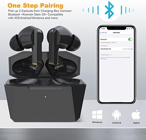 Конек Штајн Безжични Слушалки Bluetooth 5.0 Слушалки, Случај За Полнење Тип-C 320mAh, Контрола На Допир, Вграден Микрофон Активно Поништување