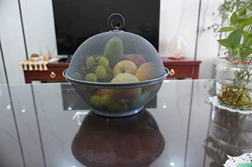 Qwxosr сива мрежа овошни корпи со капаци за овошје, контејнери за производство на кујна во ресторани