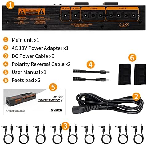Приклучок за адаптер за напојување со AC 1200W AC со 9 изолирани DC 9V/12V/18V напојување со напојување со педали за гитара и USB