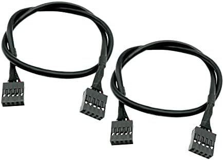 USB 2.0 9-пински женски до USB 2.0 9-пински женски адаптер кабел за внатрешни матични плочи