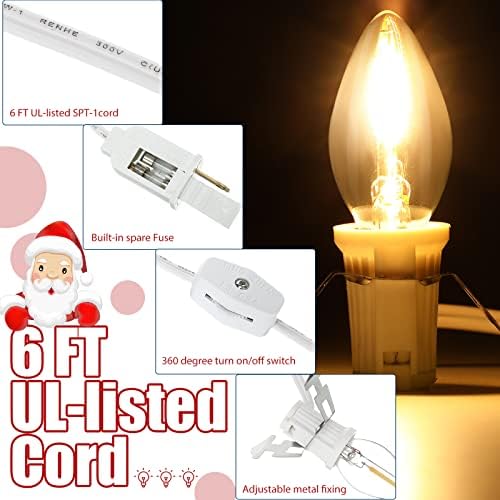 Кабел за додаток на Riakrum со една LED сијалица за сијалички селски додатоци за Божиќни затворени- 6 стапки со бел кабел со список