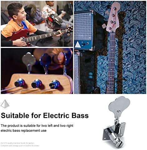 MaxCheer 2R2L Отвори електричен бас гитара за подесување на гитара, машини за машини за бас за џез прецизност P бас замена