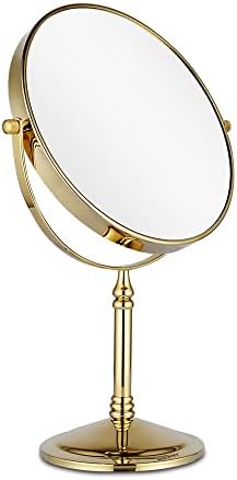 Мираз Шминка Огледало 10x Зголемување Суета Огледало Маса Двострани Вртливата Златна Завршница