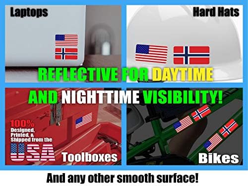 3М рефлексивни Норвешка и налепници на знамето на САД | Разновидни безбедносни решенија | Тврди капи, лаптопи, велосипеди, кутии со алатки