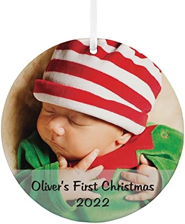 Ајде да направиме спомени за персонализирана рунда за божиќни украси на бебето со фотографија и порака - Орнамент за празници - Обична