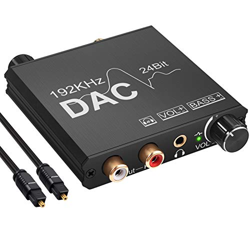 ПРОЗОР 192khz Дигитален До Аналоген Аудио Конвертор DAC Со Бас + Контрола На Јачината На Звукот Оптички ДО RCA L/R Аудио Конвертор