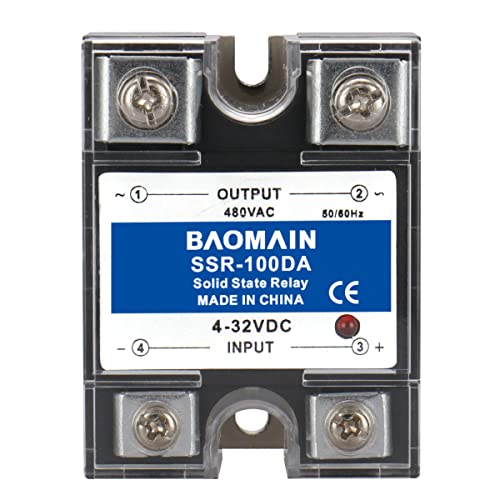 Модул за реле со цврста состојба на Baomain SSR-100DA 100A 4-32VDC / 480VAC DC до регулатор на отпорност на AC
