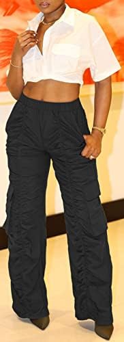 Voghtic женски карго -џогер панталони еластични високи половини, буги армиски замор, карго панталони директно широки нозе, панталони
