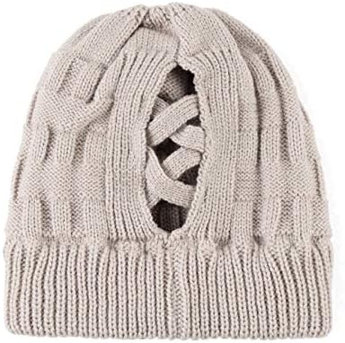 Класична атлетска капа за жени опашка капа, случајна капа, плетена женска капа за шапки, чувајте го зимскиот ветробрански стакло