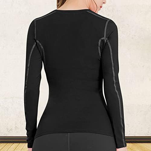 3 пакувања женски кошули со долги ракави UPF 50+ Компресија за заштита на сонцето Компресија со суво вклопни атлетски маици