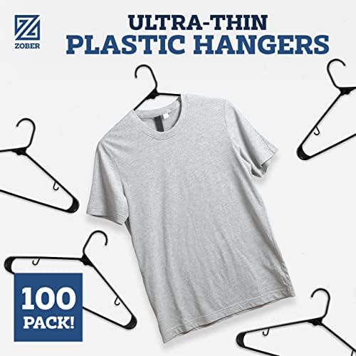 Зобер пластични закачалки 100 пакувања - Стандарден сет на закачалки за облека за палта, јакни и панталони - Поставена закачалка за палто за