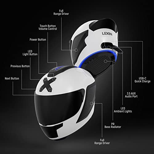 Lexin LX-S35 Bluetooth звучници, 3,5 ”со водоотпорен мотоцикл Аудио системи Bassbucket Bluetooth звучник, преносен звучник со стил на