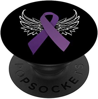Виолетова лента Ангелски крилја во спомен на PopSockets PopGrip: Заменлива зафат за телефони и таблети