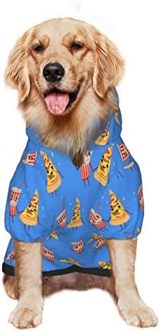 Голем Куче Дуксер Смешно-Коктел-И-Парче-Пица Облека За Миленичиња Џемпер Со Капа Мека Мачка Облека Палто Медиум