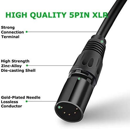 Адаптер за кабел Hosongin 5 Pin XLR DMX 20 стапки, DMX512 5PIN XLR машки до женски 5-пински DMX кабел