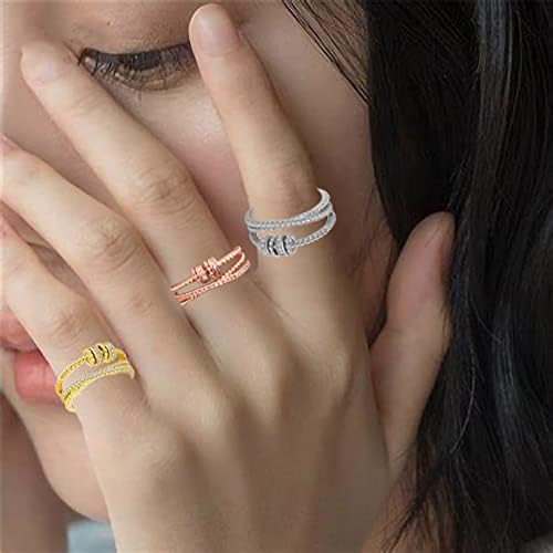 2 парчиња анти -вознемиреност прстен за жени кои се прилагодливи на прстени за анксиозност со монистра вртеж за прстен за анксиозност,