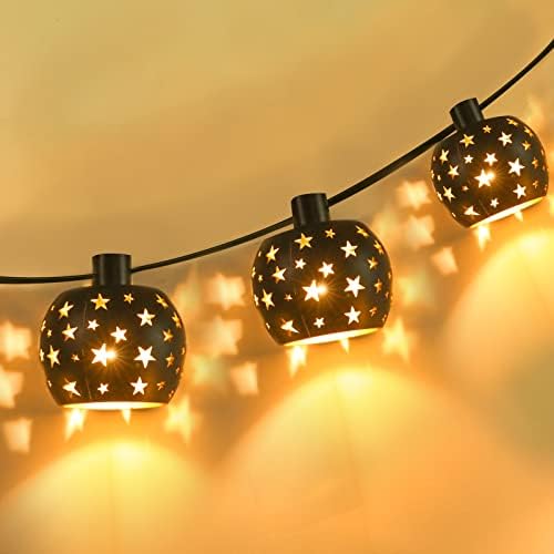 Afirst Lantern String Lights Cafe Light 11ft со 10 LED светилки и нијанси на ламби за starвездички водоотпорни поврзувачки бистро светла за