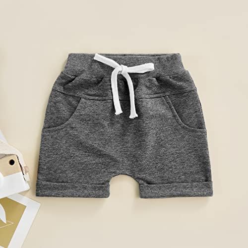 Детето бебе момче шорцеви летни четкички карирани печати памучни шорцеви случајни еластични панталони за џогирање на половината