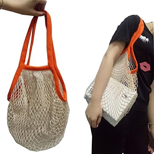 Flyau преносен еднократно мрежен памук нето -жичана торба Организатор за купување тота чанта за чување овошје за складирање на овошје