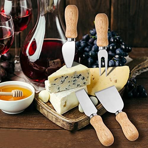 Tebery 8 парчиња ножеви со сирење поставени со рачка од дрво, секач за сирење од не'рѓосувачки челик со сирење вклучува нож за сирење,