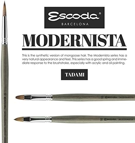 Серија Escoda Modernista 4050 Artist Oil & Acrylic Долга рачка четка за боја, синтетичка мангоза, светла/засенчувач, големина 20