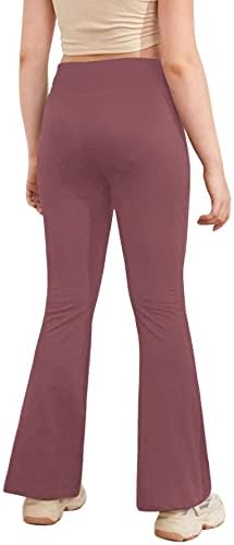 Девојки хеланки вкрстени високи половини поделени полите јога панталони цврста боја танцување активни хеланки bellвонче на дното со џеб