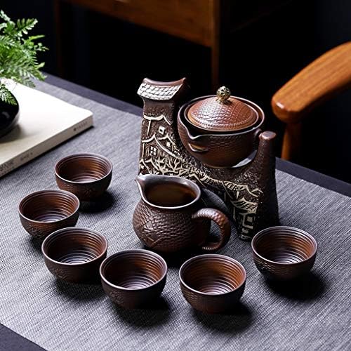PDGJG керамички камен мелење полуавтоматски чај сет, креативен кунг фу чај чај постави креативни материјали за церемонија на чај