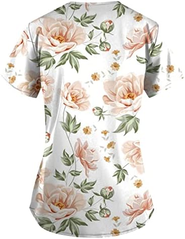 Униформна кошула за чистење блузи летен краток ракав v вратот за дишење блуза лабава работна облека за жени