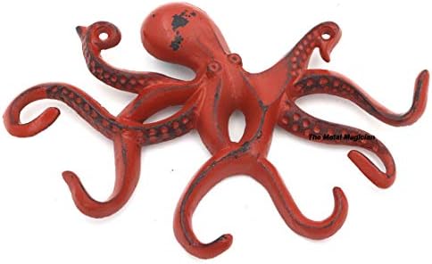 Пливање октопод клуч за кука Антички изглед/вознемиреност црвена/гроздобер кука/морска тема кука/крајбрежна кука и пливање октопод клуч