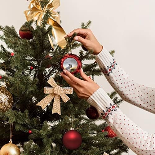 Минијатурни украси за божиќни топка Шнаузер за Божиќно дрво надвор од тревникот дворот виси украси