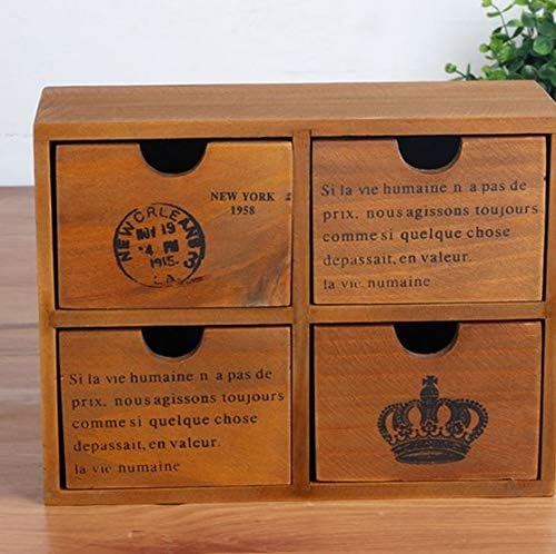 Ретро дрвена кутија за складирање на намирници Anncus 1PC Zakka со 4 кабинети за складирање на домашни фиоки JL 0947 -