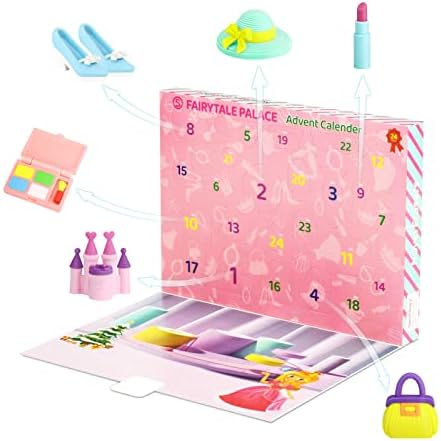 Календар За доаѓање 2021 Година, Божиќен Календар За Доаѓање За Девојчиња, Комплет Играчки За Бришење Палати Од Бајките, 24 Минијатурни