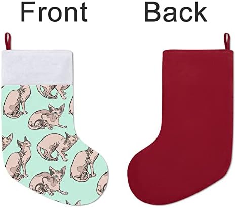 Sphynx мачки Божиќ, виси порибување, симпатична санта чорап за украси за украси на Божиќ, украси подароци
