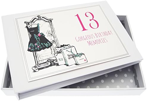 Бели памучни картички 13 -ти роденден, мал албум, мал црн фустан