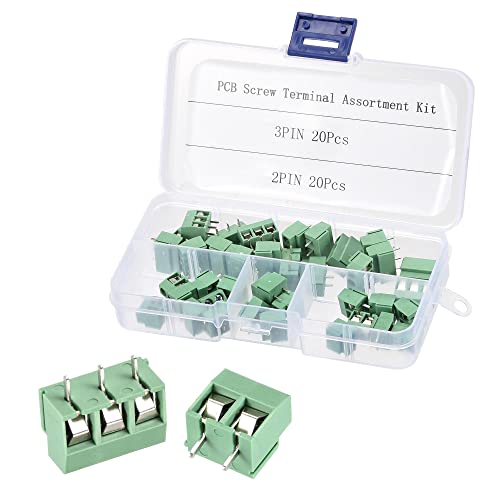 Uxcell 5.0mm Pitch 2/3 PIN PCB MONT SCRING TERRANL BLOCK ASTORCOR ASSOMENTING 20SETS 250V 8A