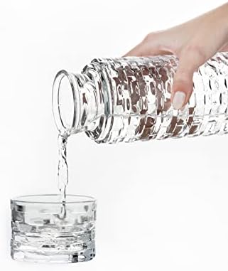 Alfi+Mag Bide Side Glass Water Carafe and Tumbler Set - 24,7 мл шише со вода со 5,7 мл стаклена чаша за пиење, карафе за ноќна