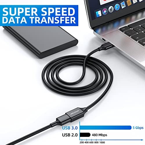 UREREGAN USB 3.0 Продолжен кабел 6ft 2-пакет, USB A Meal andенски Extender Corder High Transfer Dative Complational за веб-камера, GamePad,