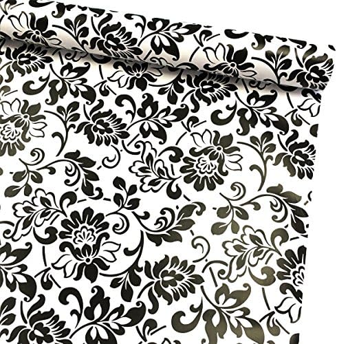 Yifely црно -бел заштитна хартија за мебел за фиоки за кабинети, цветни полица лагер и стап 17,7 инчи на 13 стапки