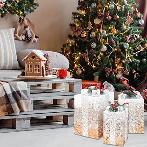 Beacaden постепено крпа во боја кутија со три парчиња магацини украси Божиќни украси сцени украси гигантски Божиќни украси сијалици
