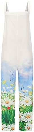 Скокни за жени фустани 2023 мода бохо цветни печати ромци Обични без ракави со широки нозе панталони со комбинезони со биб