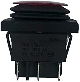 2 компјутери KCD4 39 * 29mm црвен LED 6PIN 16A/250V Snap -In IN/OFF/ON ON POSTIONY BOAT ROCKER SWITCH BACKER FET Водоотпорен прекинувач SPDT -