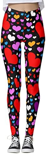 Iius Day на в Valentубените, женски срцеви печати со високи половини за трчање јога хеланки меки четкани атлетски панталони за салата за атлетски