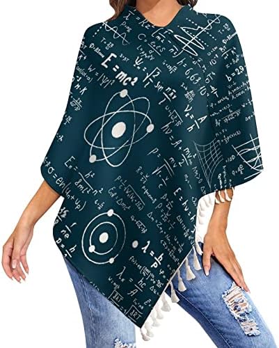 Физика И Математичка Наука Формула Женска Обвивка За Шал Кејп Пуловер Со Реси Наметка Џемпер Палто