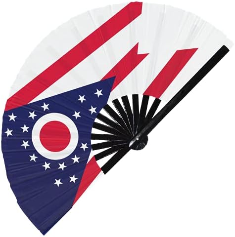 Знаме НА ОХАЈО Американски Државен Преклопен Рачен Вентилатор, Американски Држави Знаме Голем Бамбус Рачен Вентилатор, Најдобар Издржлив САТЕН