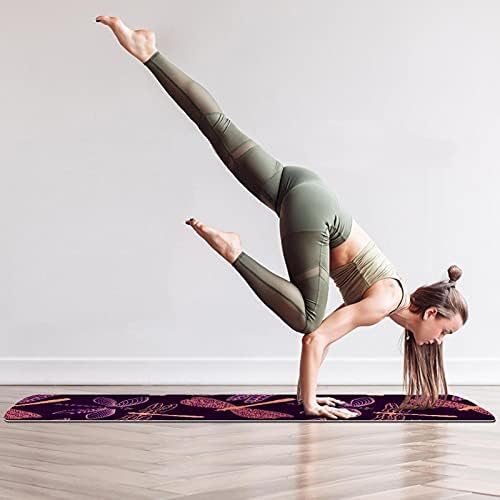 Дебела вежба без лизгање и фитнес 1/4 јога мат со виолетова печатење на ламји за јога пилатес и вежби за фитнес на подот