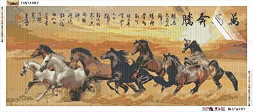 Интар 5д DIY Дијамантски комплети за сликање за возрасни со голема големина на коњи во пустински крст бод мозаик домашен декор